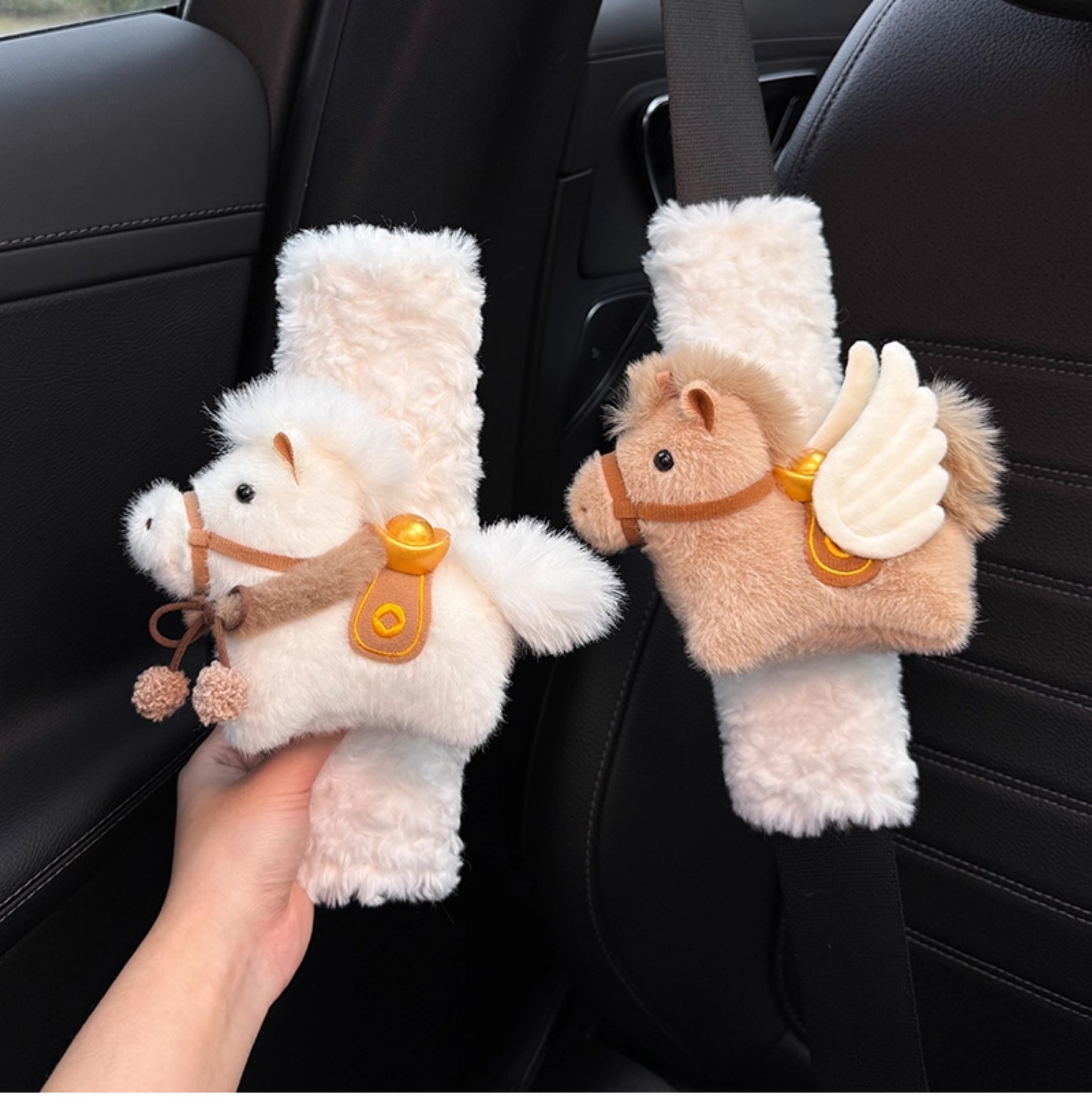Get Rich Quickly Car Seatbelt Shoulder Pads Decorative Anti-Wear Clothing Cute High-End Feel Creative for Women a Pair for Couples