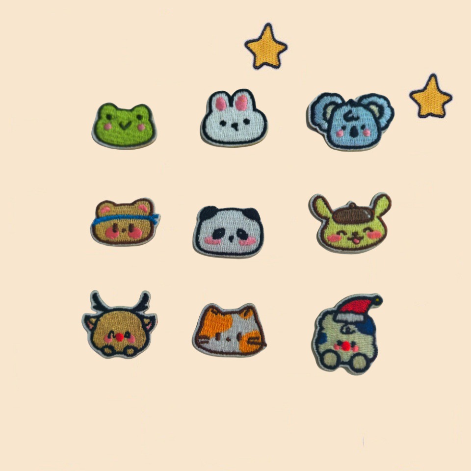 原创电脑绣花章刺绣卡通动物头DIY服装辅料手缝自粘胶补丁布贴