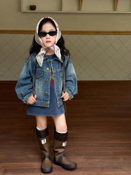 Children's retro denim autumn jacket for leisure