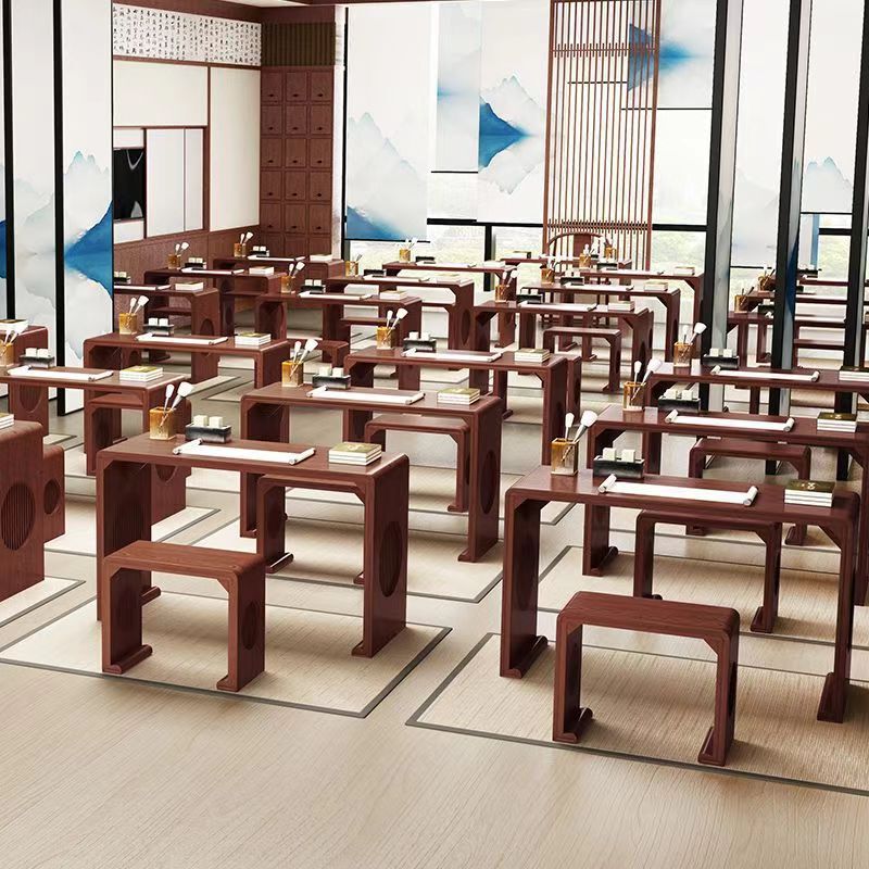 Chinoiserie Antique All Solid Wood Chinese School Table Calligraphy Table Training Class Chair Student Desk Kindergarten Go Calligraphy and Painting Table Chinoiserie Antique All Solid Wood Chinese School Table Calligraphy Table Training Class Chair Student Desk Kindergarten Go Calligraphy and Painting Table