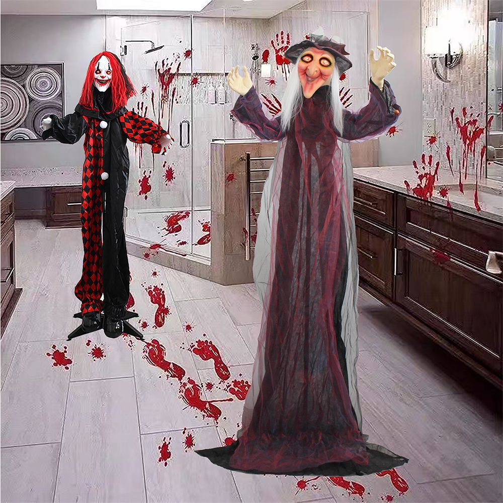 Halloween control de voz de pie fantasma payaso fantasma luminoso llamado bruja sala de escape casa embrujada decoración de patio accesorios