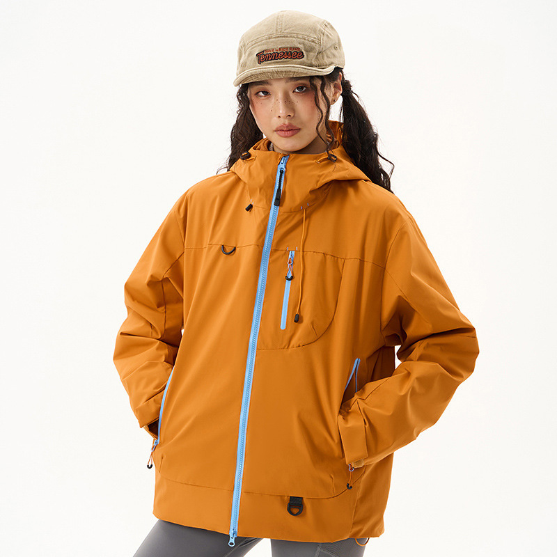 鸟家三合一户外冲锋衣男女同款连帽华夫格内胆保暖防风情侣外套|undefined