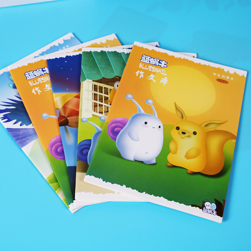 Cartoon A5B5 Primary School Student Homework Exercise Notebook New Blue Snail Notepad Soft Cover Children's Homework Notebook Wholesale
