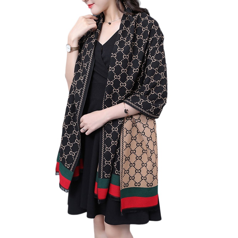 Live C Letter Dobbeltsidig Tykt Varmt Imitert Kasjmirskjerf Dame Kontor Aircondition Varmt Sjal_voghion.com