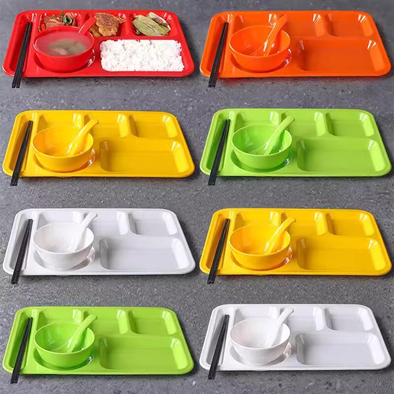 Melamine Tableware Compartmentalized Plate Plastic Divided Plate Four-Compartment Plate School Cafeteria Six-Compartment Fast Food Plate Serving Plate Melamine Tableware Compartmentalized Plate Plastic Divided Plate Four-Compartment Plate School Cafeteria Six-Compartment Fast Food Plate Serving Plate