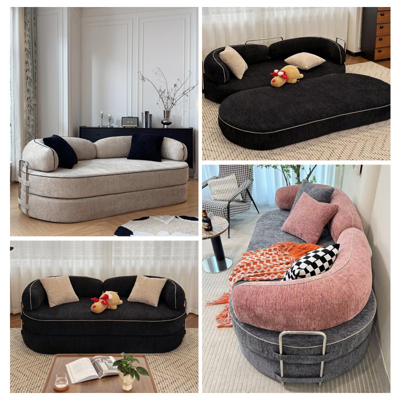 Sofá de tela retro 32D esponja sofá de compresión de vacío convertible sofá cama suelo sofá
