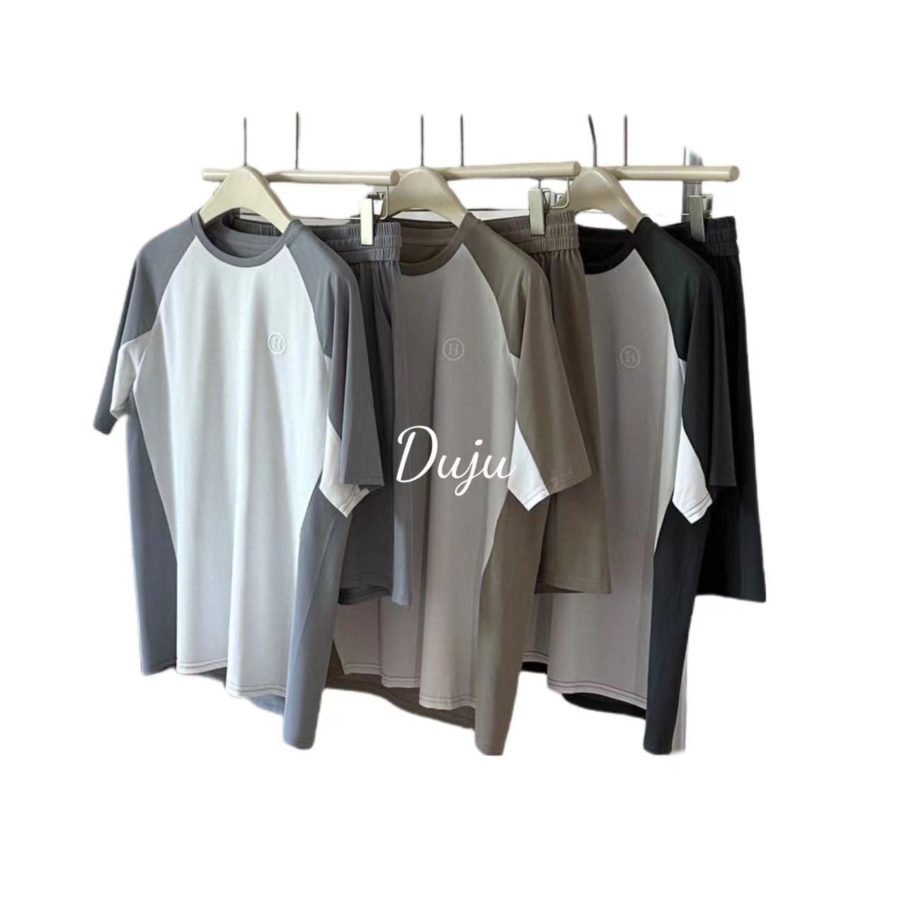 Dongdaemun 8604 Boyfriend Quick-drying suit Loose Breathable Color-contrast Casual Sports Casual Two-piece Set