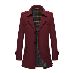 Winter Velvet Windbreaker for Young Men, Light and Mature, Simple and Thickeneded Mid-Length Outwear, Versatile and Trendy Cross-Border Delivery