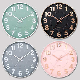 12英寸30CM静音挂钟创意时尚家用客厅立体数字简约钟表wall clock