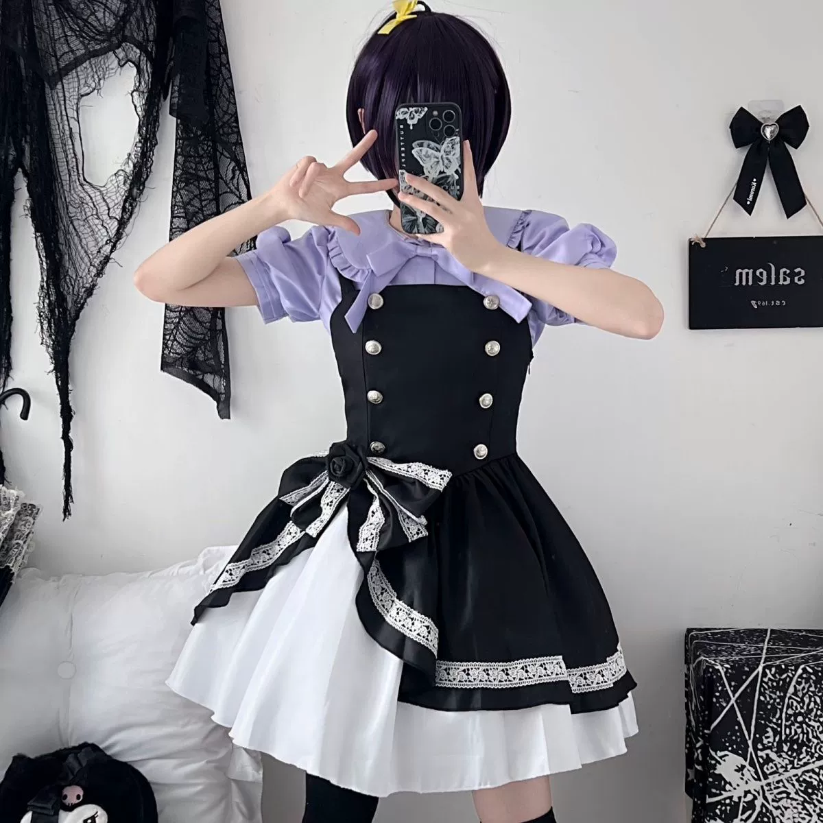 Shirakumo Rokka cos готический chuunibyou love romance косплей аниме костюм летний полный комплект аниме женский костюм