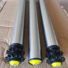 厂家输送机无动力镀锌滚筒38不锈钢双链轮辊筒流水线包胶滚轴托辊