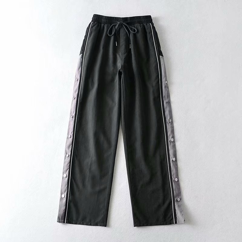 high waist elastic side-breasted sports pants NSAM37560