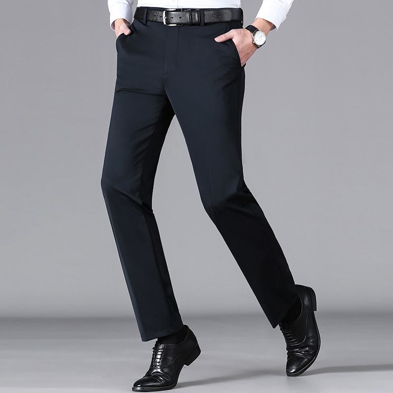 High-end Men's Casual Pants Thin Spring and Summer Business High-elastic Straight Pants Large-scale Men's Wear Anti-wrinkle Knitted Pants High-end Men's Casual Pants Thin Spring and Summer Business High-elastic Straight Pants Large-scale Men's Wear Anti-wrinkle Knitted Pants
