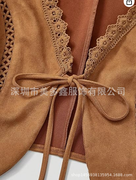 波西米亚复古重工刺绣背心麂皮绒马甲女西部牛仔马夹上衣|undefined