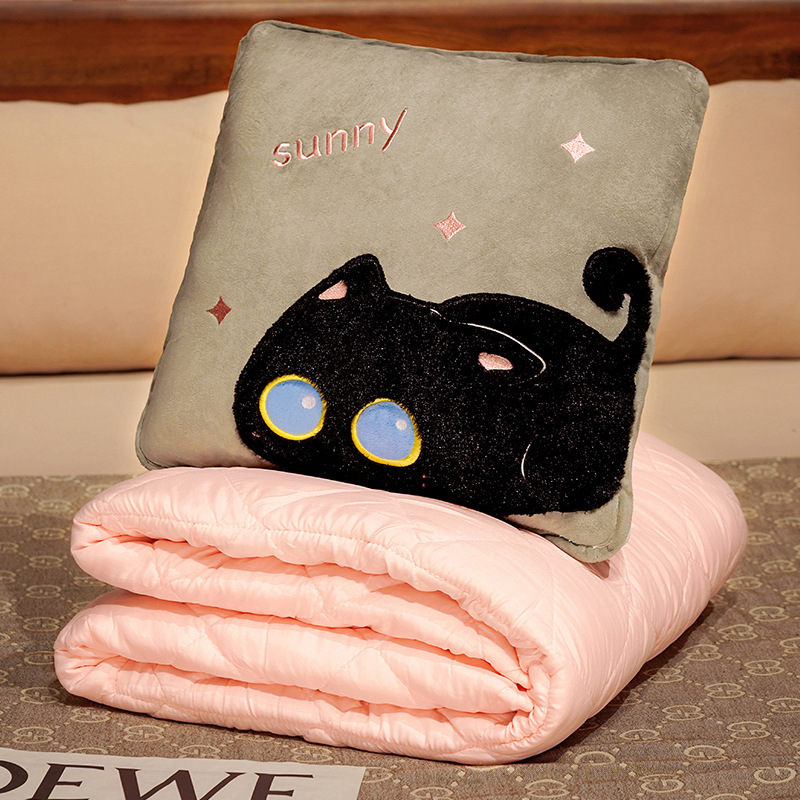 Almohada edredón de doble uso engrosada manta siesta de oficina almohada dos-en-uno plegable coche almohada lindo