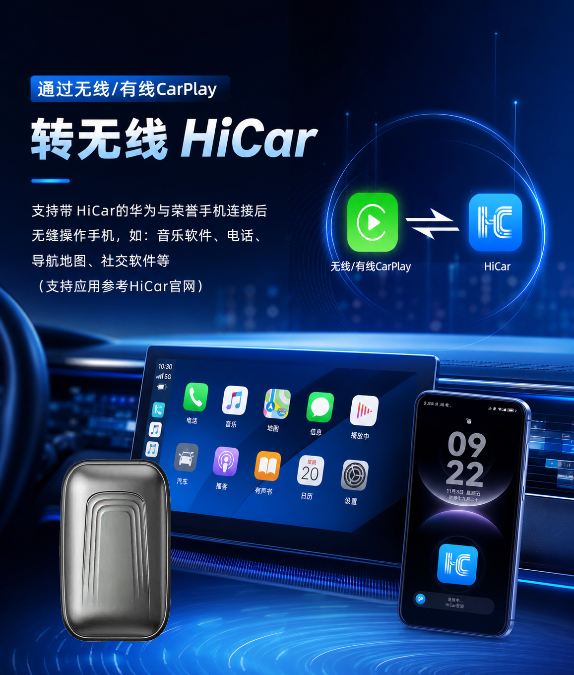 BMW CarPlay to HiCar Smart AI Box: Wired to Wireless, Three-in-One Connectivity for Huawei, Android, and Apple Devices