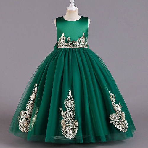 New children's dress, European and American flower child ballgown dress for girls, runway party piano performance suit, cross-border