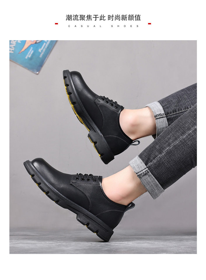 Giày bốt Martin nam da thật cổ thấp, giày da công sở thời trang, gót thấp 1–3 cm — Màu nâu, Màu đen chi tiết 5