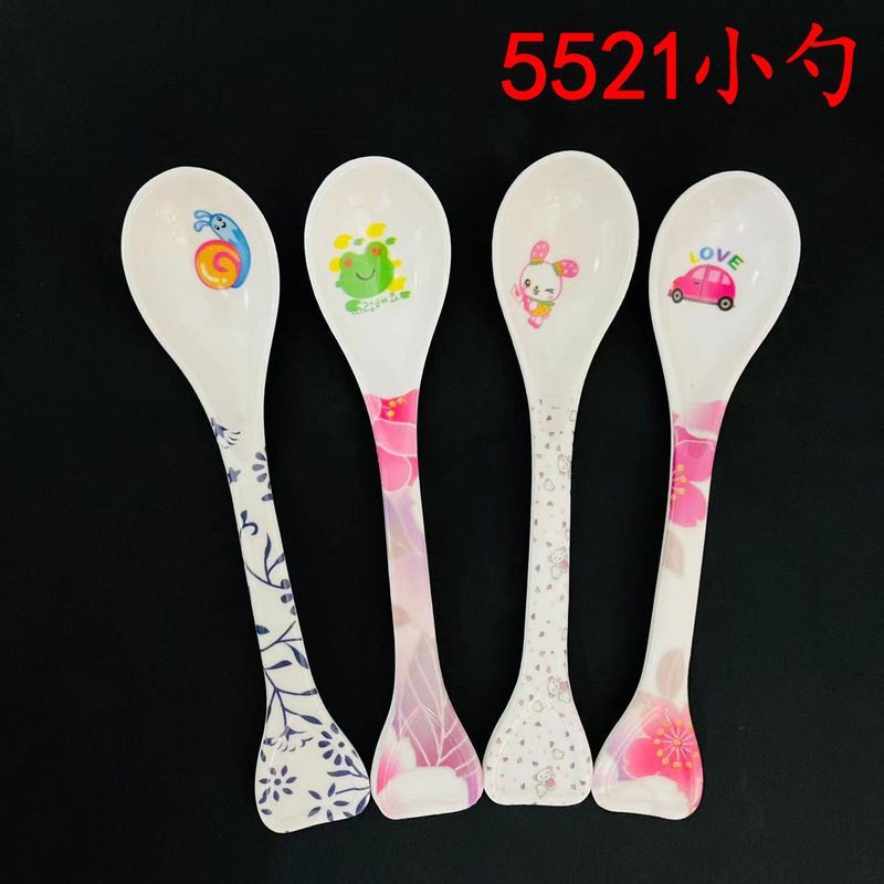 5521密胺卡通调羹小勺儿童吃饭喂药可爱小勺子儿童餐具一元货源|undefined
