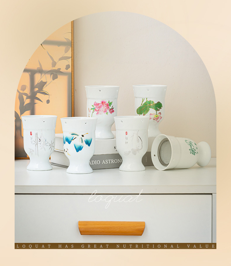 Ceramic Moxibustion Jar Gift Set Portable White Porcelain Cup with Moxa Sticks for Meridian Warming specifications