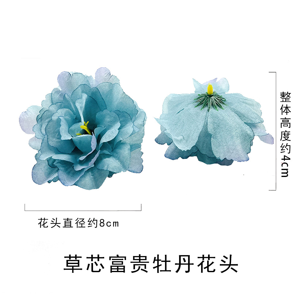 Simulación de hierba rica peonía retrógrado pintura al óleo en el salón de bodas arreglos de flores DIY flor de tocado de flores falsas flores de mujer