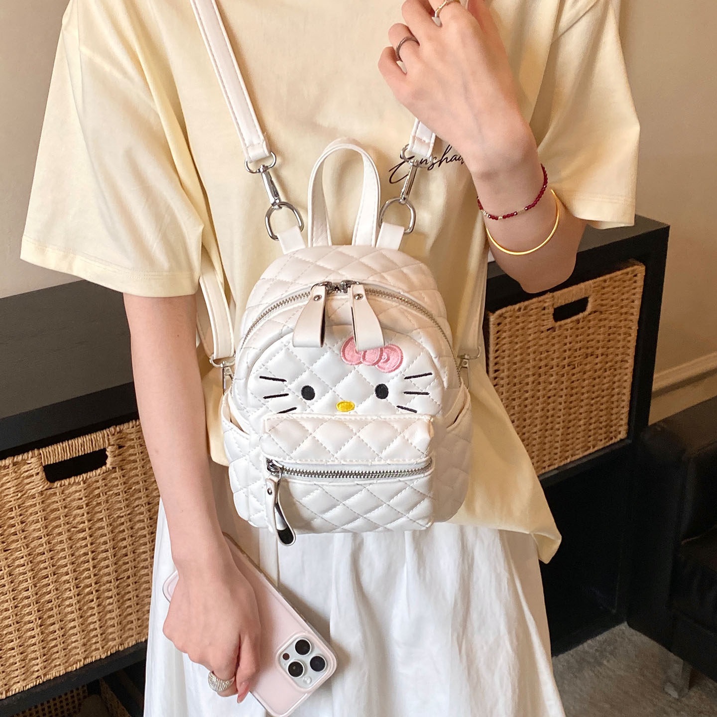 Mujer viajar viaje caricatura dulce nuevo lindo 2026 mochila gato mochila de viento gran capacidad de aire extranjero