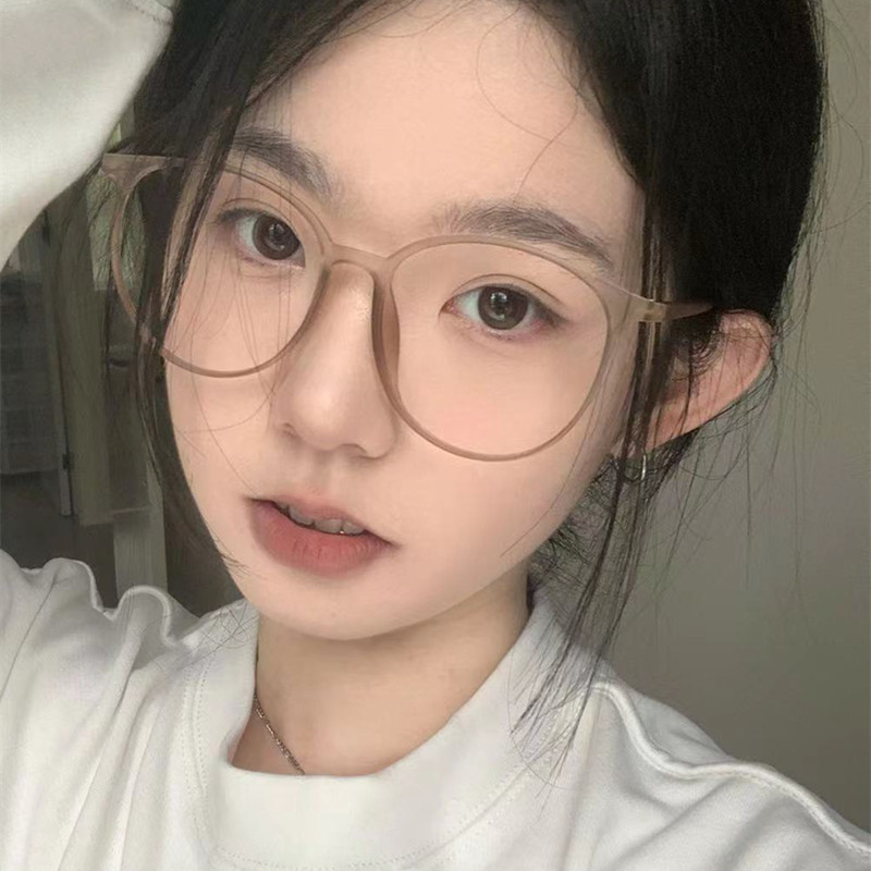 Large-Frame Ultra-Light Tr Glasses for Myopic Women, Anti-Blue Light, Anti-Radiation, Plain Face, Small Korean Eye Frame, Flat Light Trend