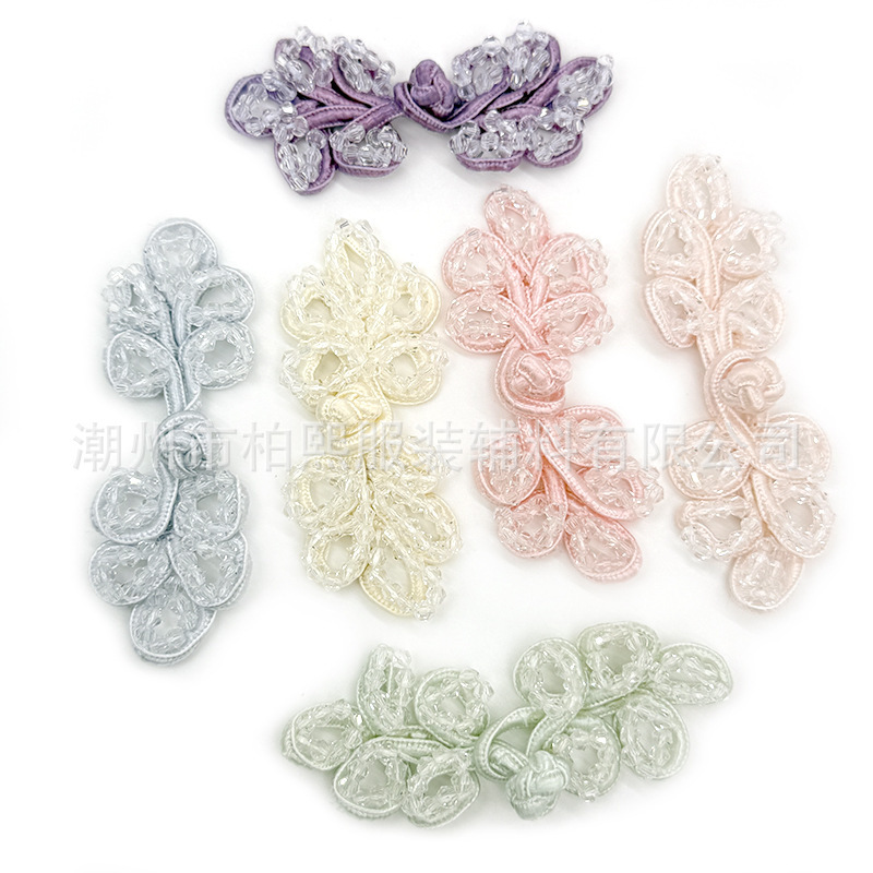 Bai Xi dyed five-leaf clover college style secondary snow bud powder crystal buckle buckle manufacturers wholesale