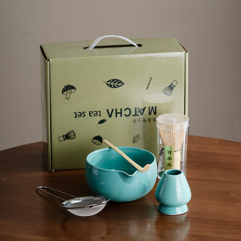 [유스 레이크 블루] 아크 벨리 말차 그릇 5종 세트 (선물 상자)