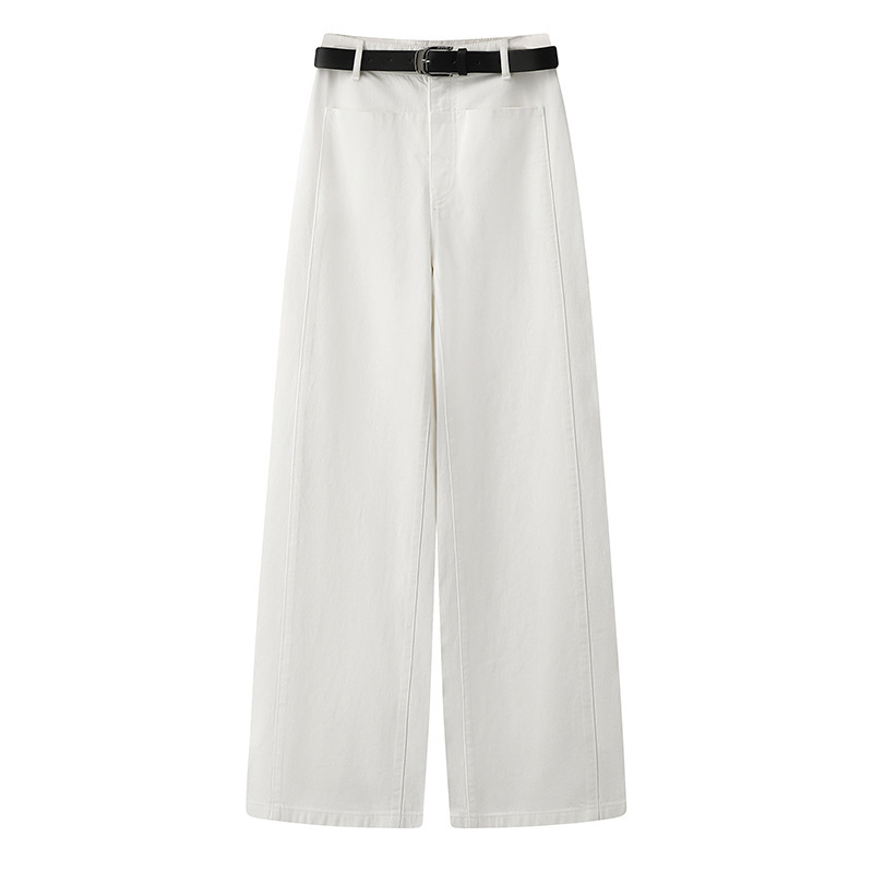 2025 Spring New White High Waist Slimming Casual Wide Leg Straight Slimming Jeans Women's 50423243