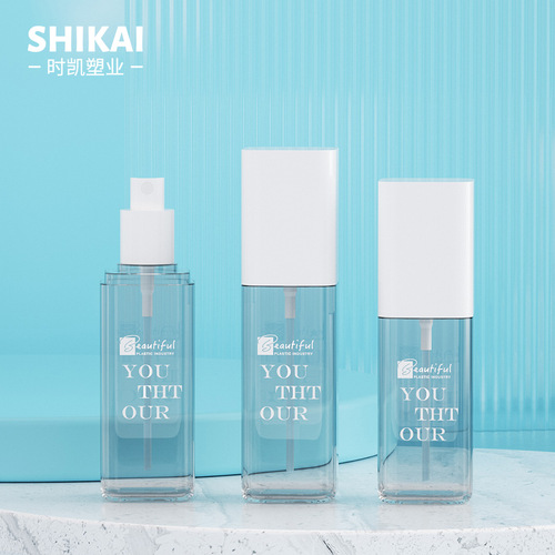 New 100/120ml Square Card Cover Pump Spray Bottle with PET Plastic Refill Bottle for Travel