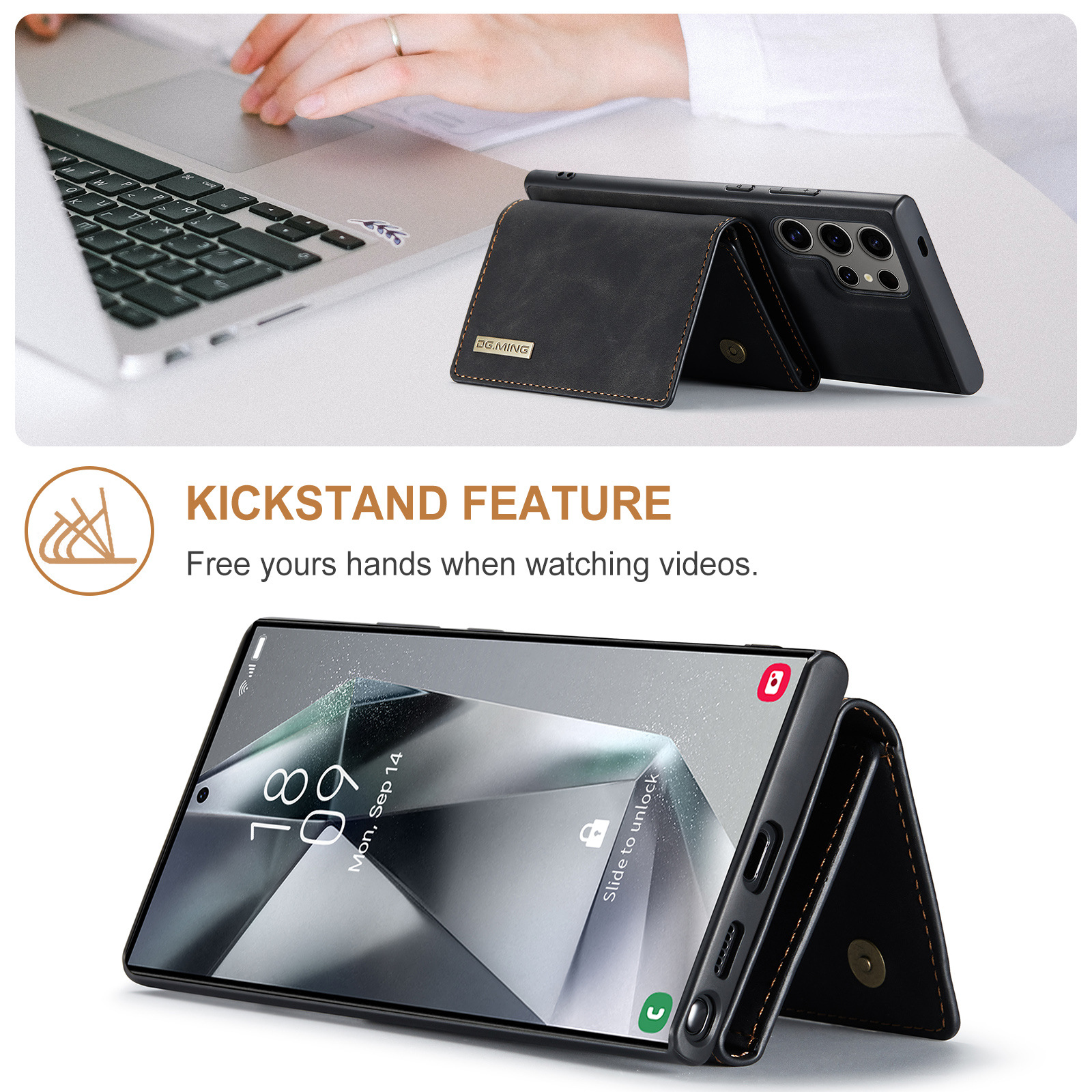 M1 für Samsung S24 Ultra Multifunktions-Geldbörsen-Schutzhülle S23 Ultra Magnetische geteilte Geldbörsen-Lederhülle_voghion.com