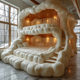 Family, Who Knows? Designer's Popular Cream-Style Children's Bunk Bed, Fabric Bed for Photo Check-In