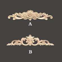 ✅实木欧式贴花木雕花木花片东阳木雕家具柜门长条浮雕门楣长花片