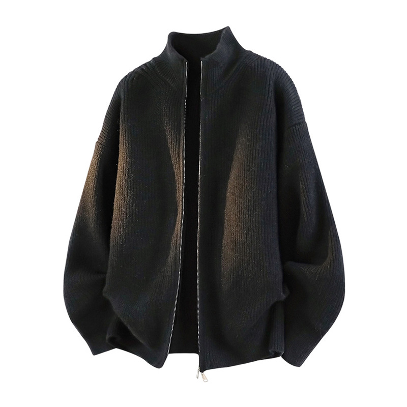 Abbigliamento da uomo Maglione con cerniera da uomo - Cardigan casual oversize (M-XXXL, nero/grigio/beige/rosso)_voghion.com