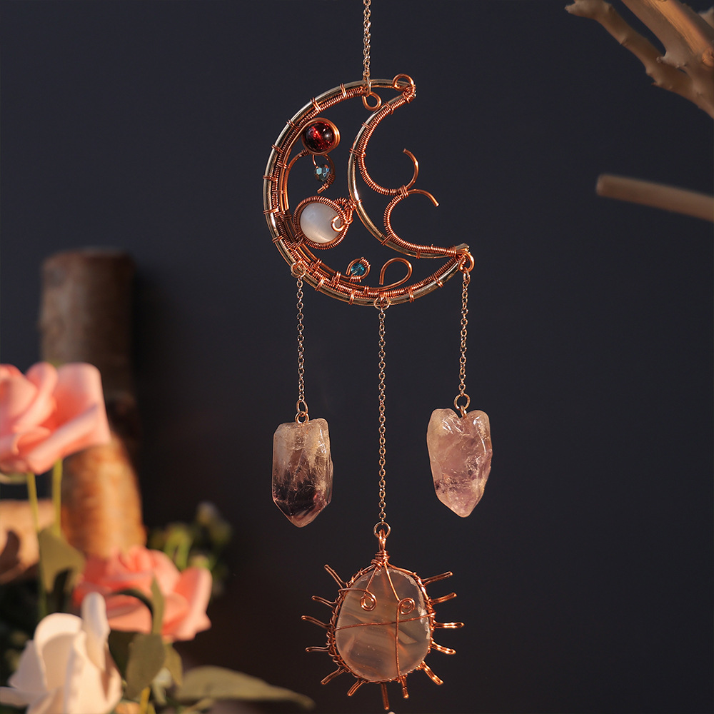 organic agate crystal pendant with amethyst