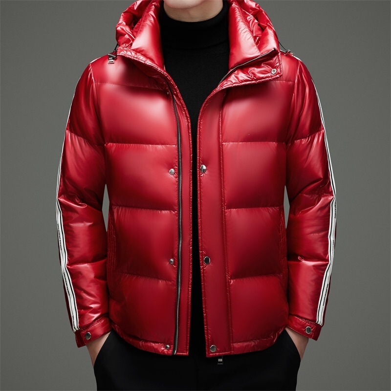 2026 Winter Men's Stylish Down Jacket Youth New European Style Hooded Thickened Shiny Outerwear Casual Dropshipping