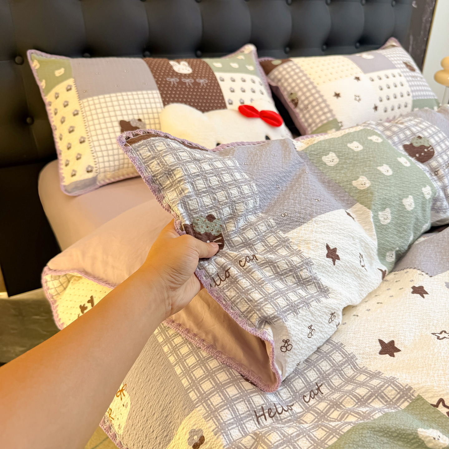 Nuevo borde de concha de doble hilo de cuatro piezas de algodón puro ropa de cama ins sábanas cubierta cama dormitorio Kasa tres piezas de conjunto