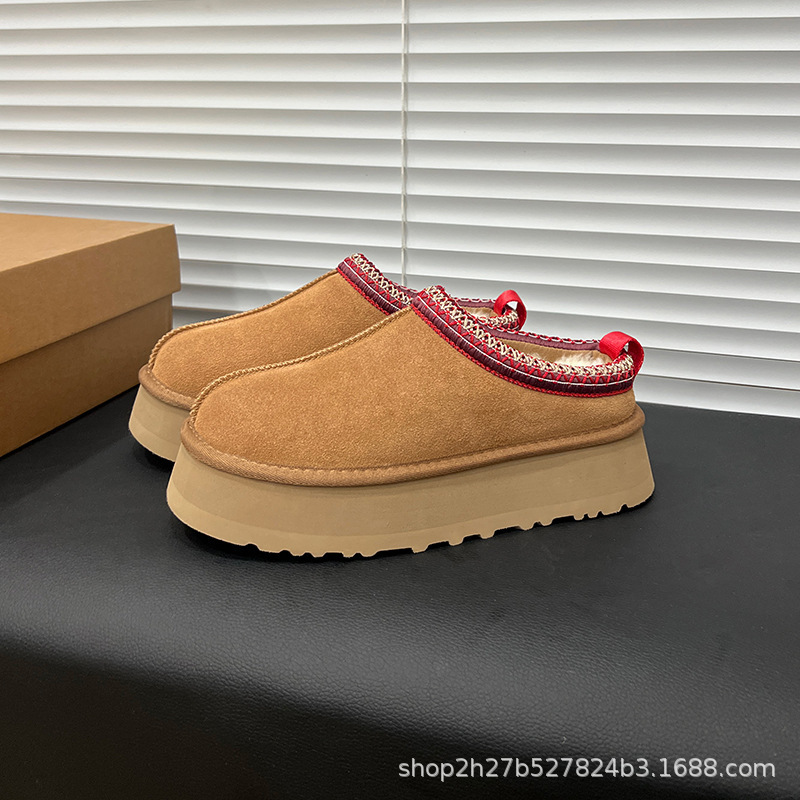 Snow Boots Factory Henan Sangpo Village Ethnic Style Tazz Snow Boots Women's Thick-Soled Height-Increasing Slip-On Slippers
