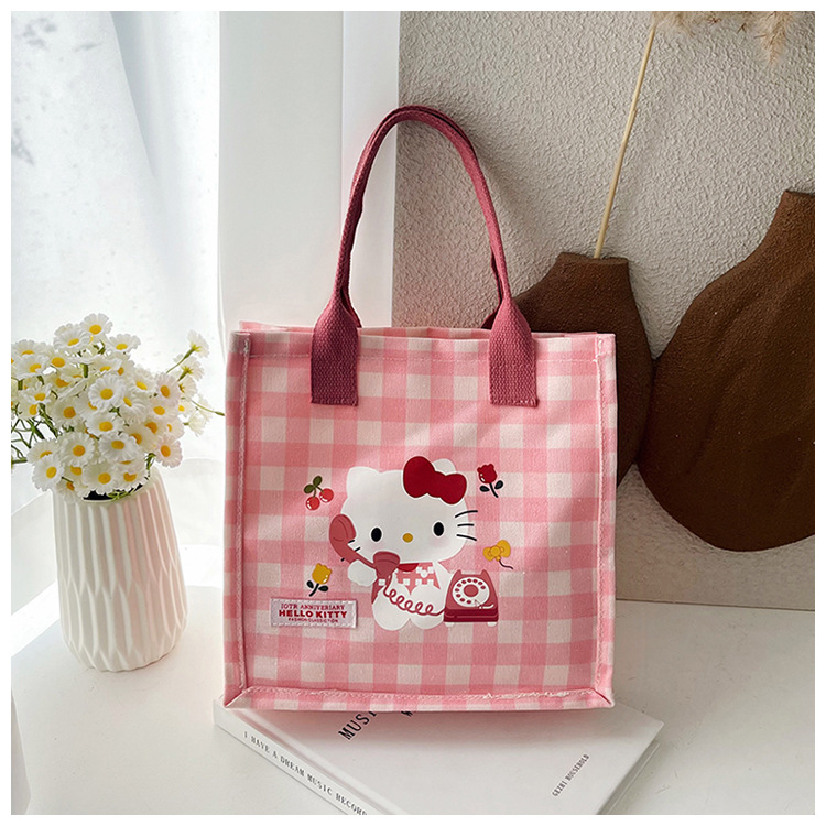 Cute cartoon cat canvas bag 2025 new style large-capacity simple and convenient tote bag with fashionable printing undefined