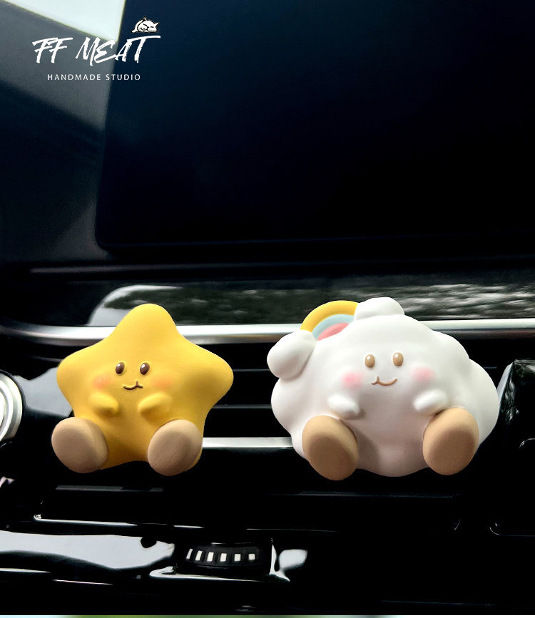 Car Air Freshener with Cute Chubby Star and Cloud Designs for Baby, Car Dashboard Vent Diffuser Decoration Gift