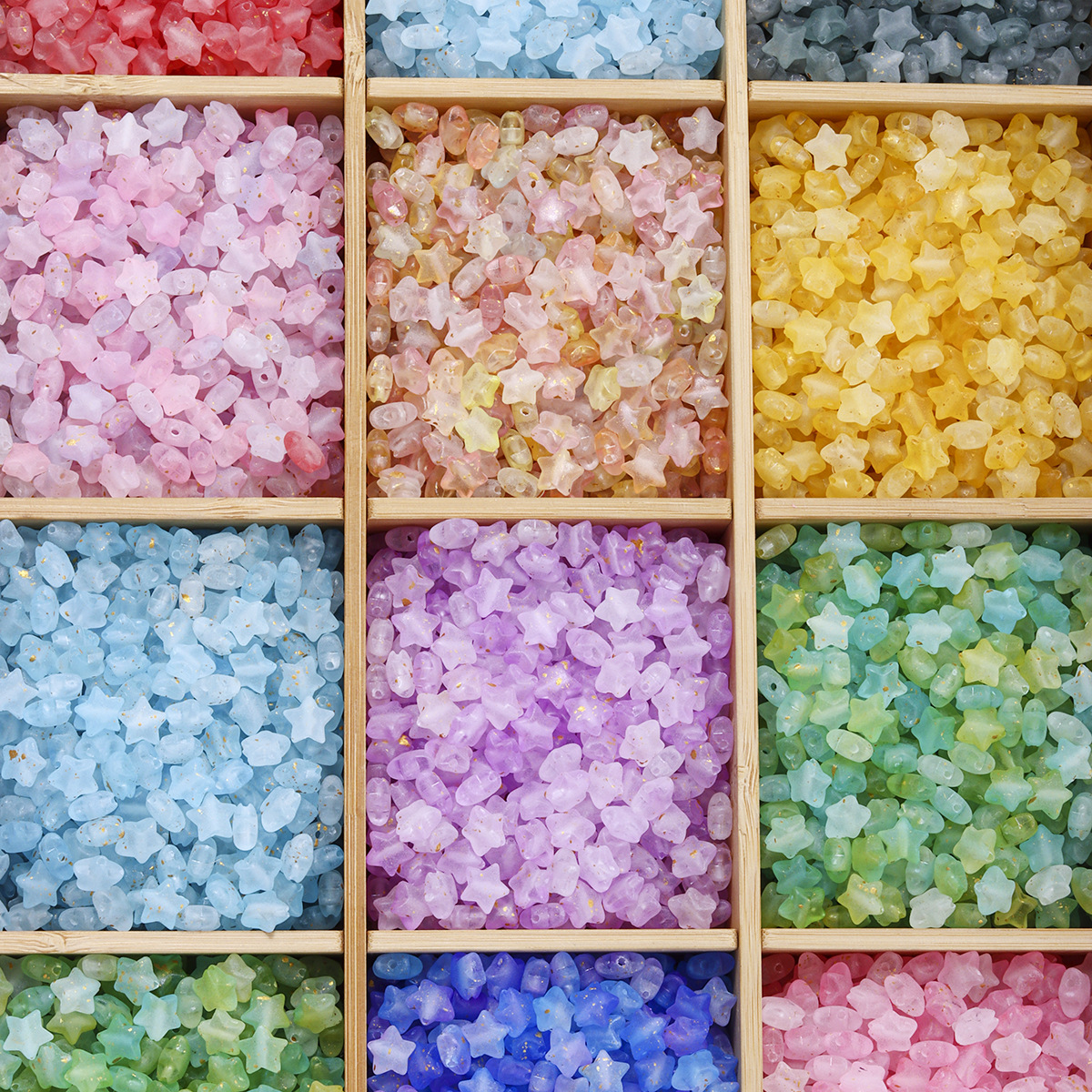 Acrylic Five-Pointed Star Two-Color Gradient Sprinkled Gold Foil Acrylic String Loose Beads DIY Bracelet Necklace Jewelry Accessories