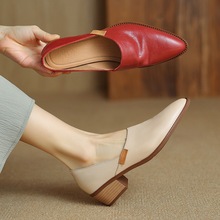 单鞋低帮女法式踝靴尖头裸高跟粗跟深口脚短靴子