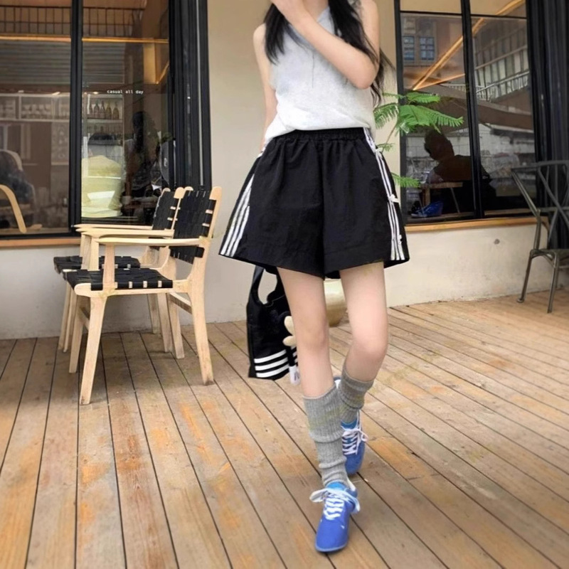 Korean College Style Summer Design Slimming Women's Trendy Casual Straight Pants with Bow Fashion Loose Shorts Korean College Style Summer Design Slimming Women's Trendy Casual Straight Pants with Bow Fashion Loose Shorts