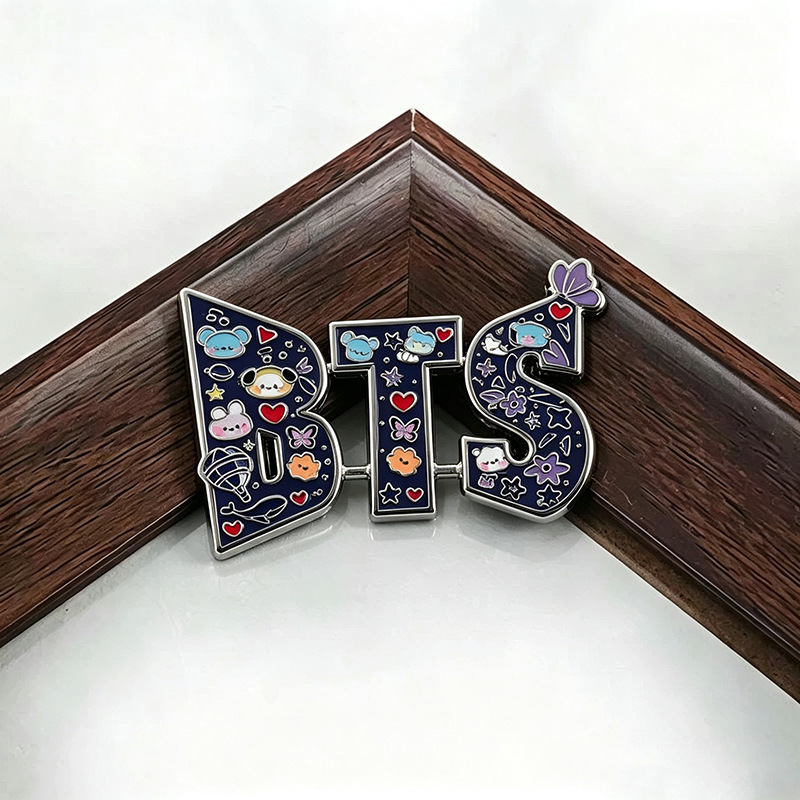 New Korean boy band BTS butterfly-shaped brooch for women, fashionable and creative multi-color enamel brooch gift accessory