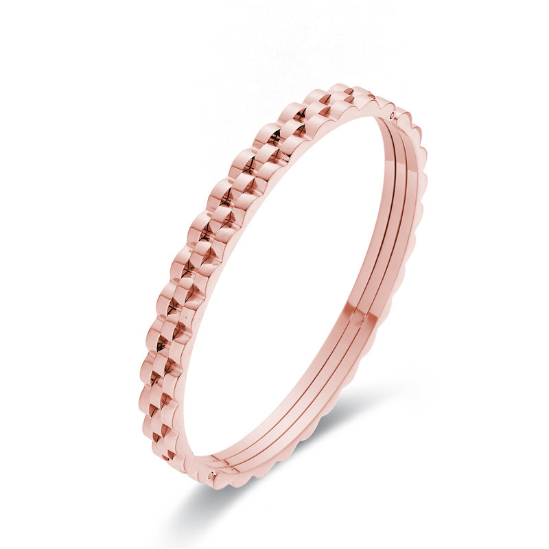 Real Gold Plated Plating Material Bangle Classification PVD Coated Real Gold Plated Solid Color Stainless Steel Waterproof Non Tarnish Bangle