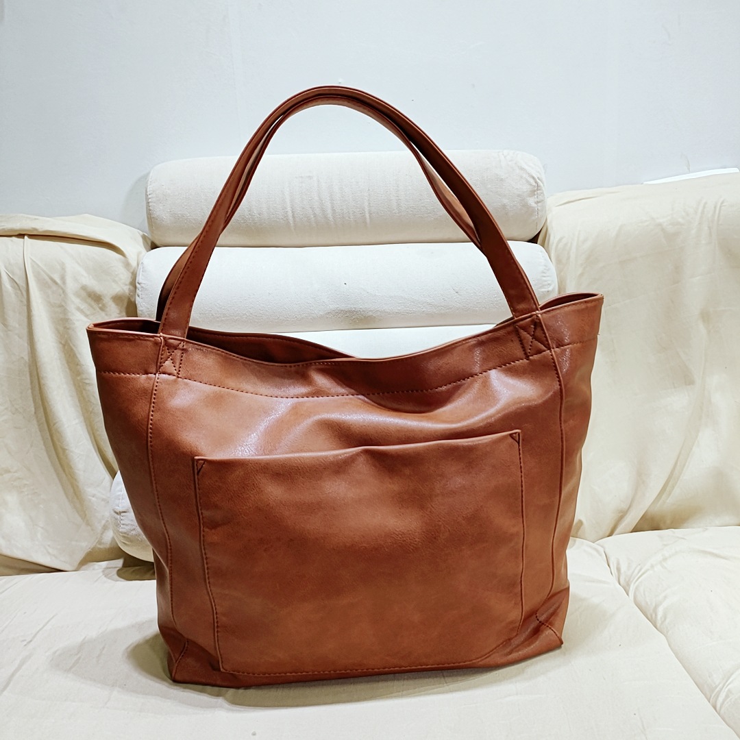 Women's Large Pu Leather Solid Color Vintage Style Classic Style Square Magnetic Buckle Tote Bag display picture 89