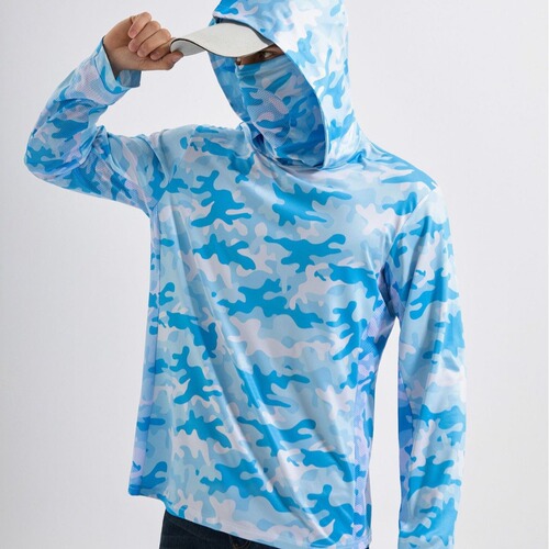 Fishing jacket, fishing shirt, long sleeve, UV protection face mask, hooded fishing jacket, UPF 50+, cross-border sun protection fishing jacket