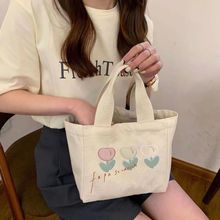 包包女2022新款托特帆布包手提袋搭日式文艺小容量手提便当餐盒包