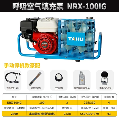 Hava kompressorları, High-Pressure Air Pump Inflator - nrx-100ig-gasoline-manual-luxury-equipment-comes-with-diving-inflator-head